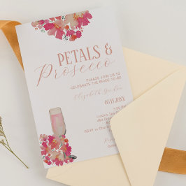 Invitación Petales y Prosecco Moda rosa Floral de ducha de no