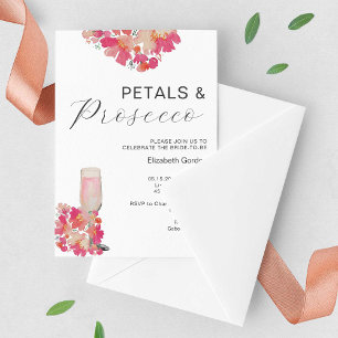 Invitación Petales y Prosecco Moda rosa Floral de ducha de no