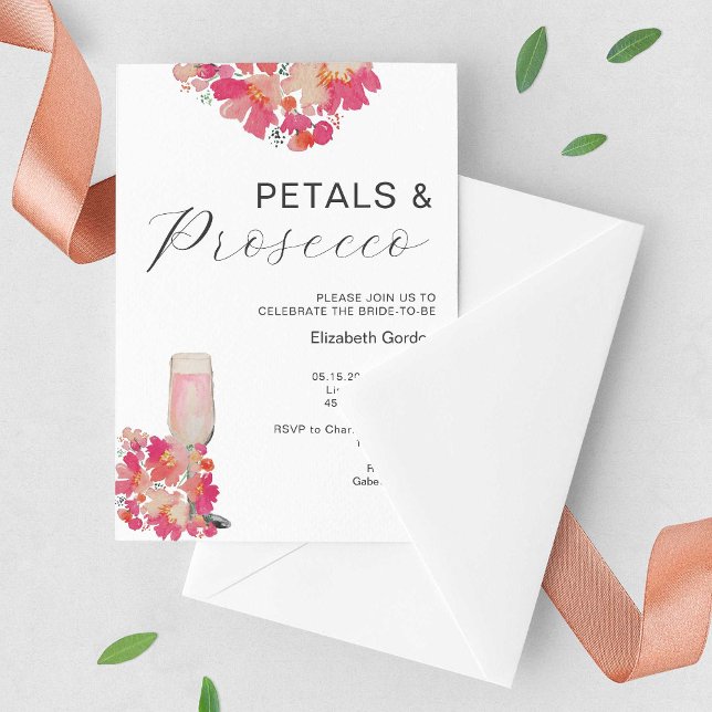 Invitación Petales y Prosecco Moda rosa Floral de ducha de no (Subido por el creador)