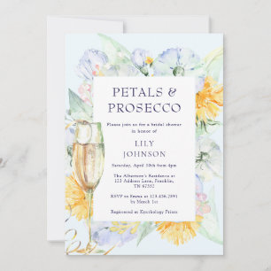 Invitación Petales y Prosecco Moderno Floral Bridal Shower
