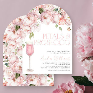 Invitación Petales y Prosecco Moderno Floral Floral Bridal Du