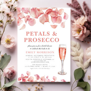 Invitación Petales y Prosecco Moderno Floral Floral Bridal Du