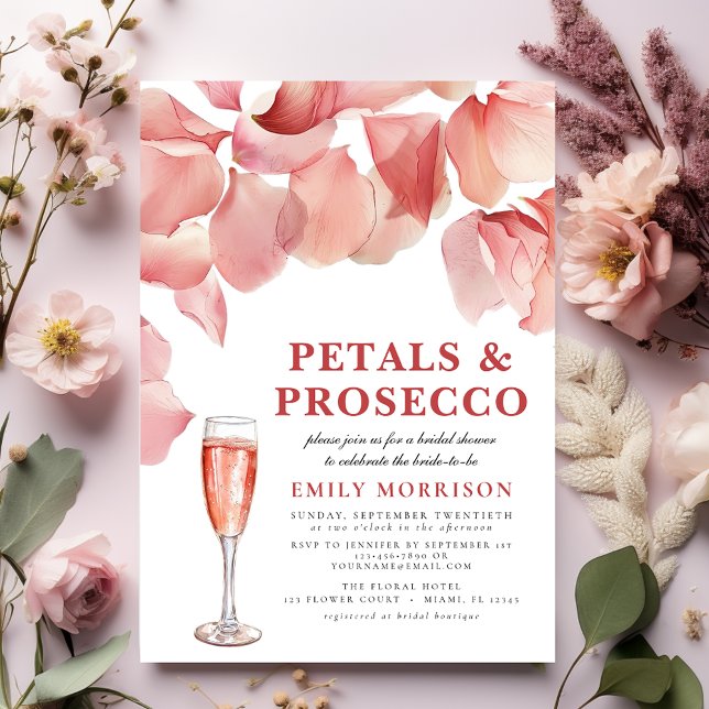 Invitación Petales y Prosecco Moderno Floral Floral Bridal Du (Subido por el creador)
