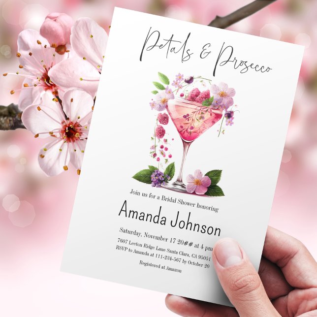 Invitación Petales y Prosecco Rubor ducha de novia floral ros (Subido por el creador)