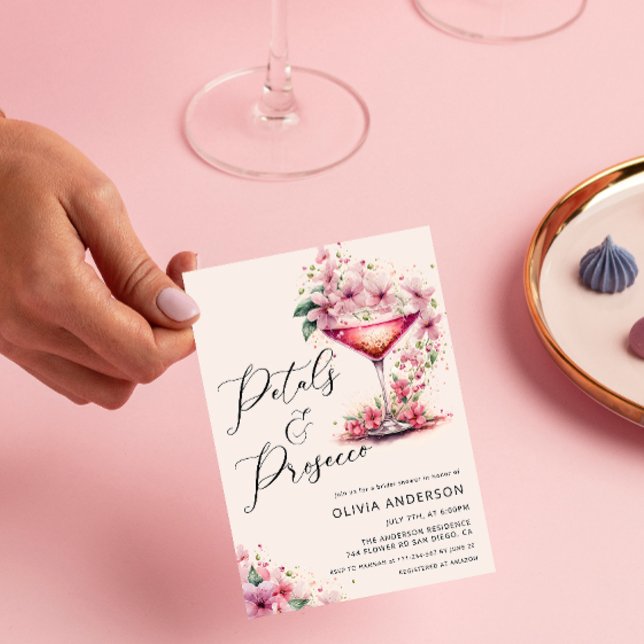 Invitación Petales y Prosecco Rubor ducha de novia rosa (Subido por el creador)