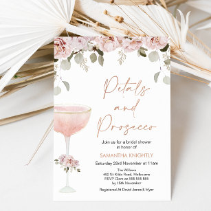 Invitación Petales y Prosecco Rubor Floral Bridal Shower Inv
