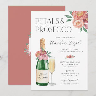Invitación Petales y Prosecco Rubor Floral rosa