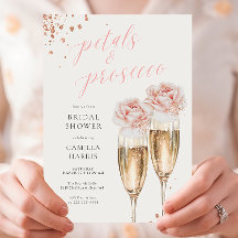 Petales y Prosecco Script Rubor Ducha de novias