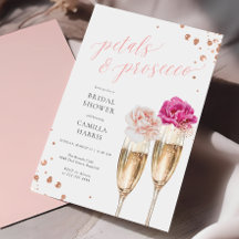 Petales y Prosecco Script Rubor Ducha de novias