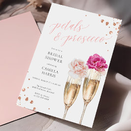 Invitación Petales y Prosecco Script Rubor Ducha de novias