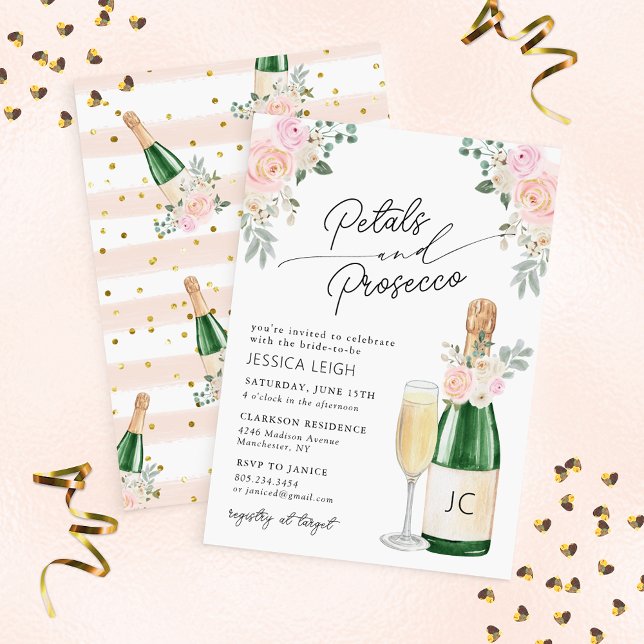 Invitación Petales y Prosecco Sparkling Wine Bridal Shower (Subido por el creador)