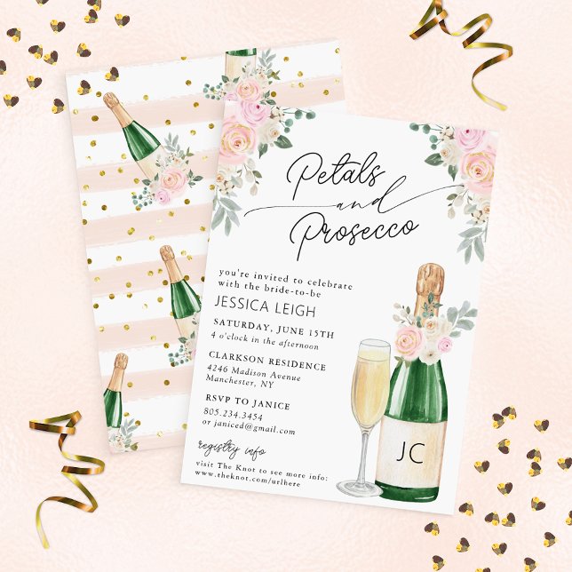 Invitación Petales y Prosecco Sparkling Wine Bridal Shower (Subido por el creador)