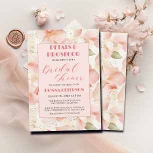 Invitación Petales y Purpurina de oro Prosecco Ducha de novia