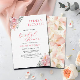 Invitación Petales y Purpurina de oro Prosecco Ducha de novia