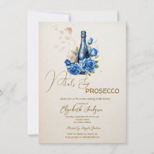 Invitación Petales y Rosas azules Prosecco Champagne