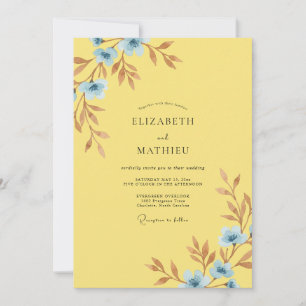 Invitación Pétalo de Boda Cielo Amarillo
