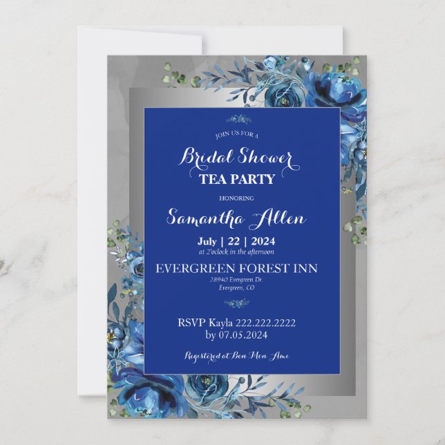Invitación Pétalos azules de amor: Únete a nosotros para una  (Anverso)