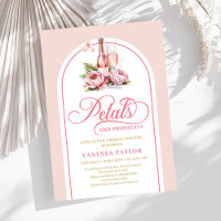 pétalos chic y prosecco invitan a diseño editable