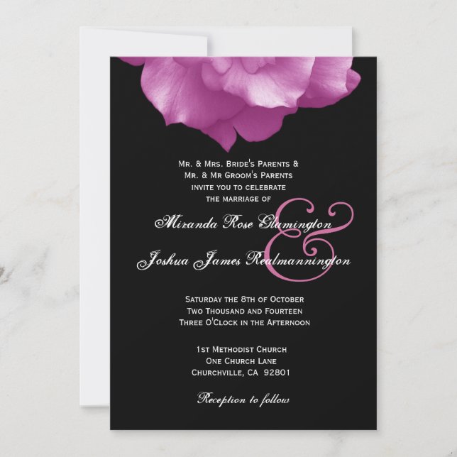 Invitación Pétalos color de rosa ROSADOS que casan la (Anverso)