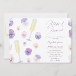 Invitación Pétalos De Agua Lilac Y Ducha Bridal Prosecco