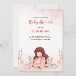 Invitación Pétalos de alegría: Retrato de Baby Shower con flo