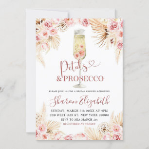 Invitación Pétalos de boho rosado y el tema de la ducha de no