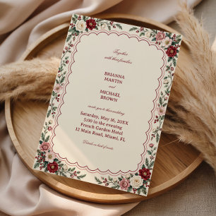 Invitación Pétalos de Borgoña Trazan Elegancia Escalonada
