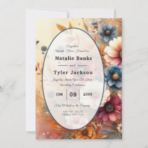 Invitación Pétalos de cosecha y cielos pintados