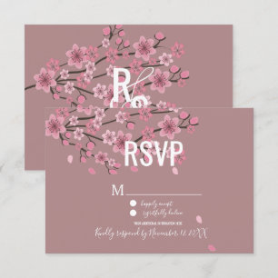 Invitación Pétalos de flor de cerezo Ombre 3D Botánica RSVP
