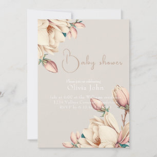 Invitación pétalos de flor de magnolia elegante