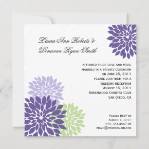 Invitación Pétalos de Flor Verde Pálido Lila Púrpura Post Fie