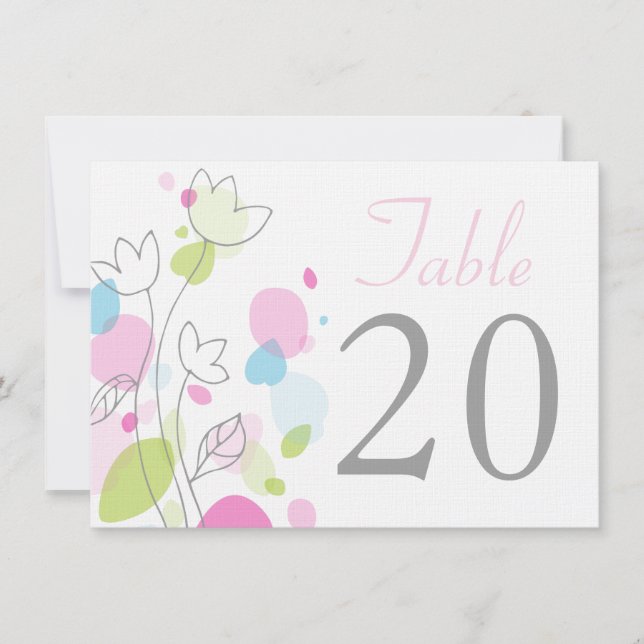 Invitación Pétalos de flores modernos gráficos números de tab (Anverso)