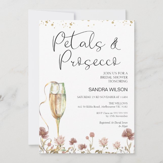 Invitación Pétalos de flores silvestres y ducha de novia del  (Anverso)