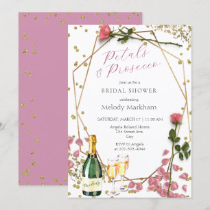 Invitación Pétalos de guiones y rosados de peones de Prosecco
