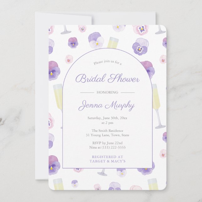 Invitación Pétalos De Lavanda Y Fiesta De Ducha Bridal Prosec (Anverso)