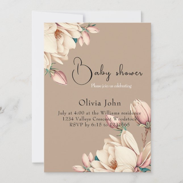 Invitación Pétalos de magnolia elegantes (Anverso)