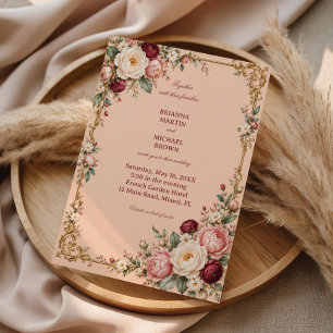 Invitación Pétalos de melocotón y oro barroco