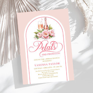 Invitación Pétalos de moda y prosecco desvanecido en oro cele