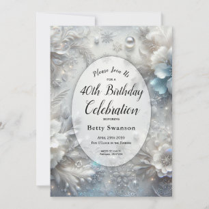 Invitación Pétalos de nieve de año editables en fiesta de cum
