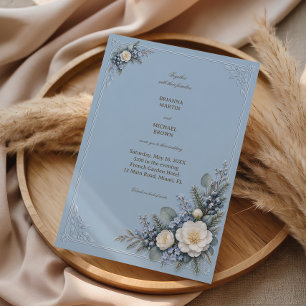 Invitación Pétalos de porcelana sobre terciopelo azul