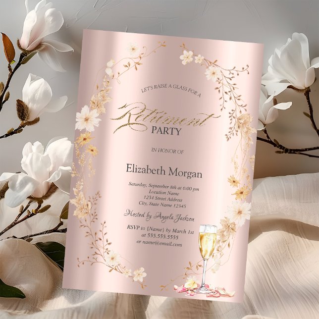 Invitación Pétalos de Prosecco Flores silvestres Rosa oro (Subido por el creador)