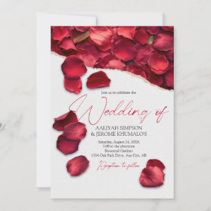 Invitación Pétalos de rosa roja