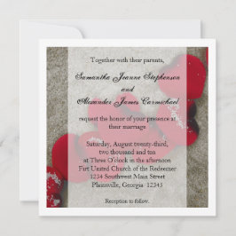 Invitación Pétalos de rosa roja, boda de playa de arena