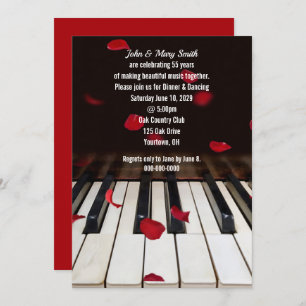 Invitación Pétalos de rosa roja en el 55 aniversario del pian