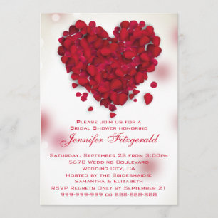 Invitación Pétalos de rosa roja Encantan Corazón Ducha Bridal