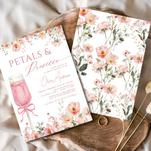 Invitación Pétalos de vaca rosada y ducha de novia Rubor Pros