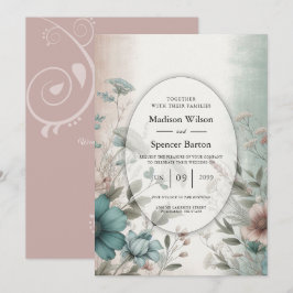 Invitación Pétalos Dusky y Boda floral de serenidad suave