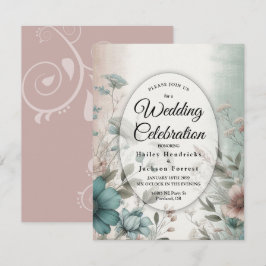 Invitación Pétalos Dusky y Boda floral de serenidad suave