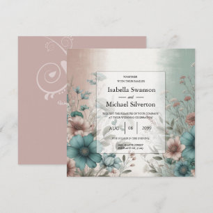 Invitación Pétalos Dusky y Boda floral de serenidad suave