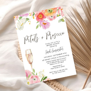 Invitación Pétalos florales de moda Prosecco Código QR Ducha 